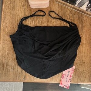 SHEIN Black Draped Crop Top